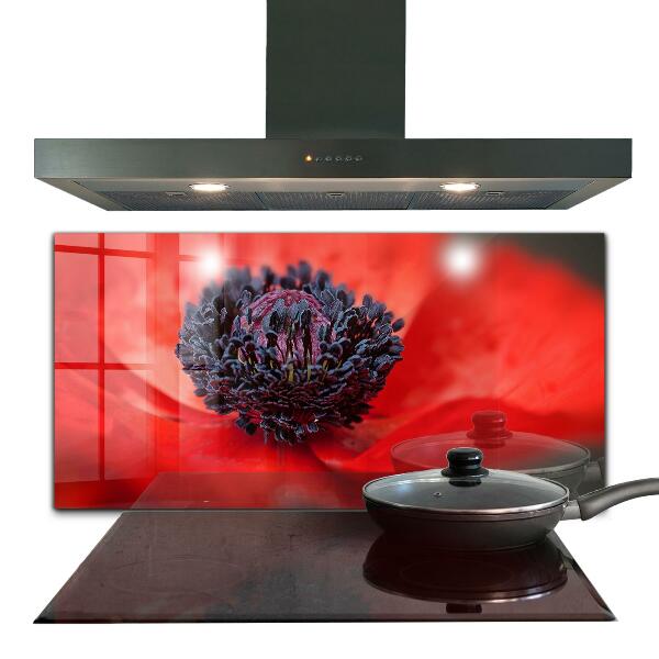 Kitchen wall panels Red poppy details