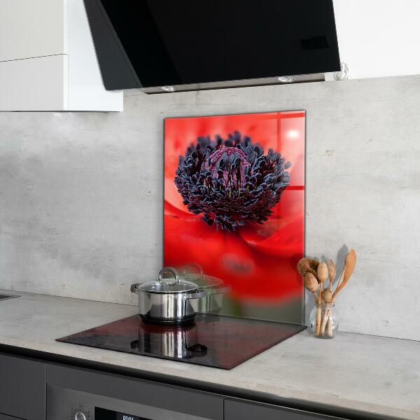 Kitchen wall panels Red poppy details