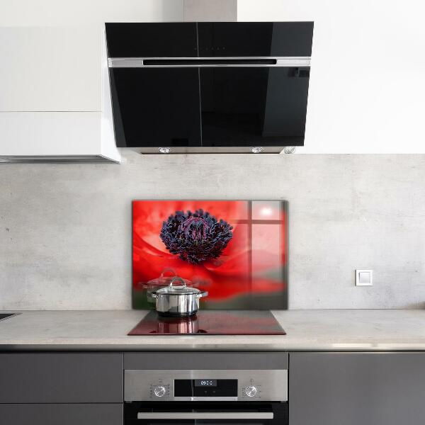 Kitchen wall panels Red poppy details