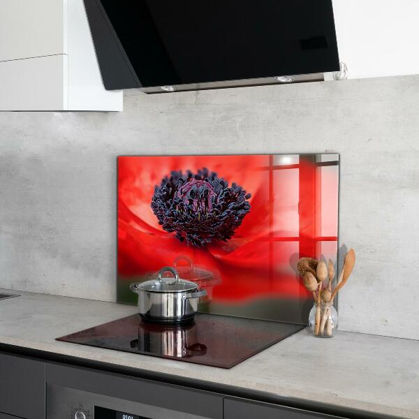 Kitchen wall panels Red poppy details