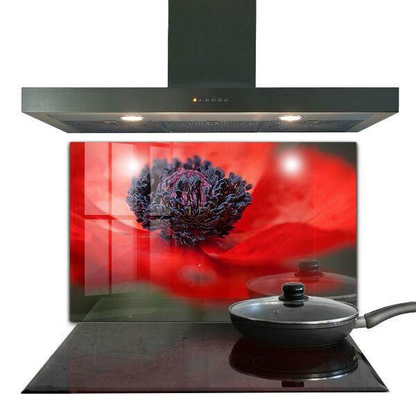 Kitchen wall panels Red poppy details