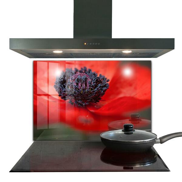 Kitchen wall panels Red poppy details