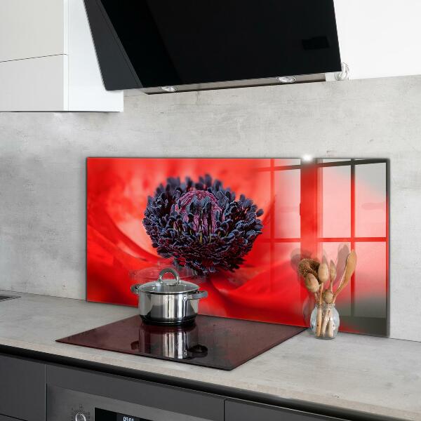 Kitchen wall panels Red poppy details