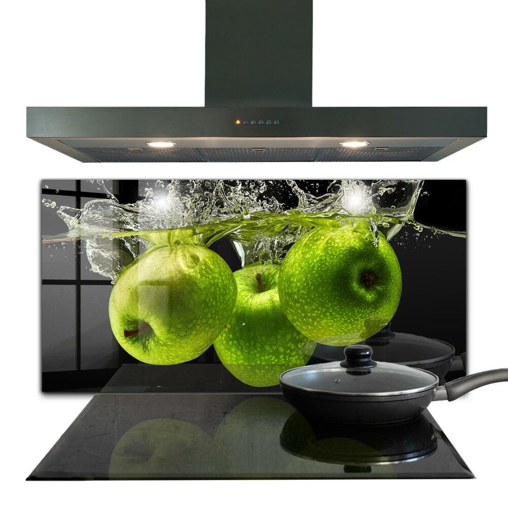 Kitchen splashback Green apples in water
