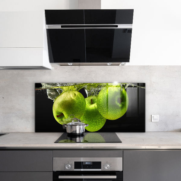 Kitchen splashback Green apples in water