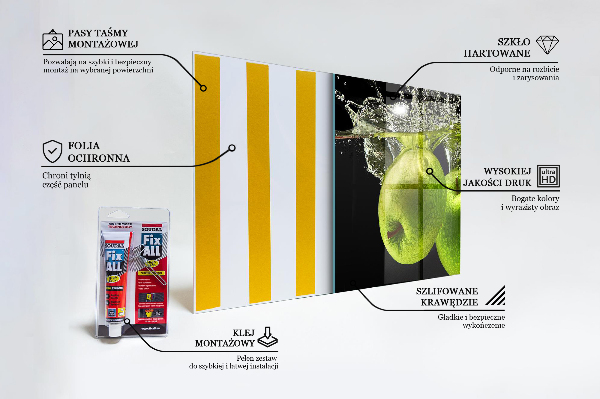 Kitchen splashback Green apples in water