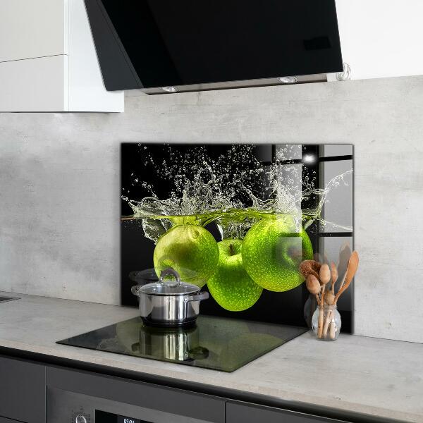 Kitchen splashback Green apples in water