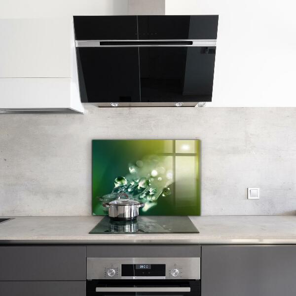 Kitchen wall panels Dew on green leaves