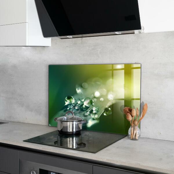 Kitchen wall panels Dew on green leaves