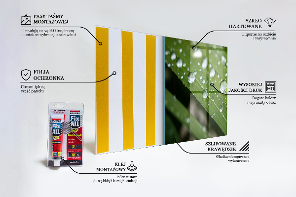 Kitchen wall panels Dew drops on the grass