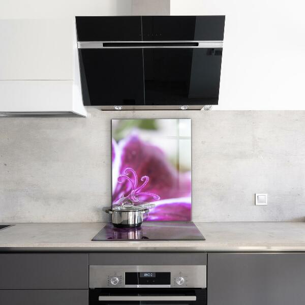 Kitchen wall panels Pink flower nature details