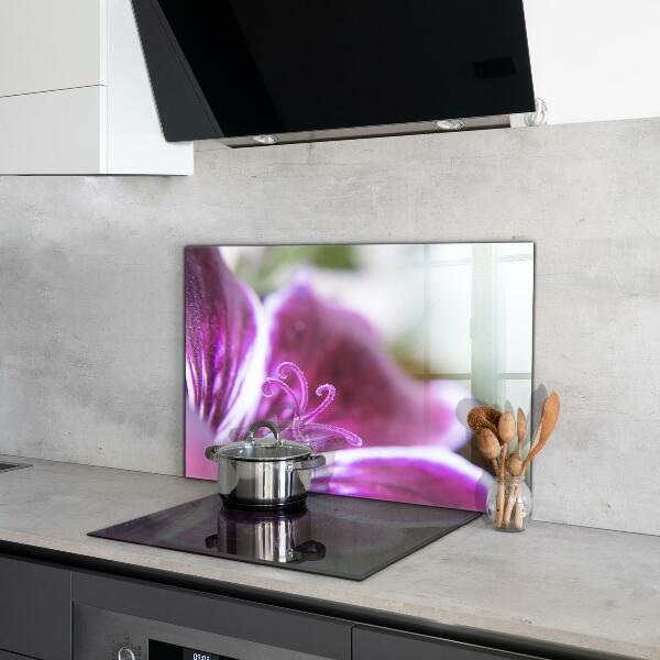 Kitchen wall panels Pink flower nature details