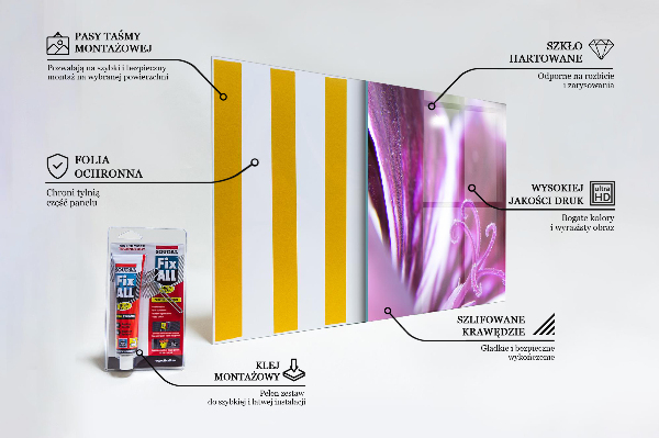 Kitchen wall panels Pink flower nature details