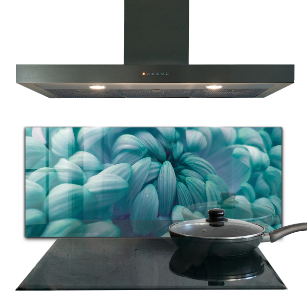 Kitchen wall panels Blue chrysanthemum