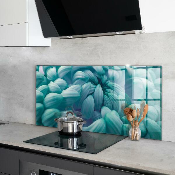Kitchen wall panels Blue chrysanthemum