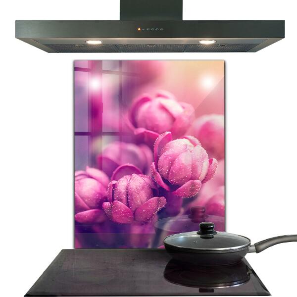 Kitchen wall panels Pink lilies natural beauty
