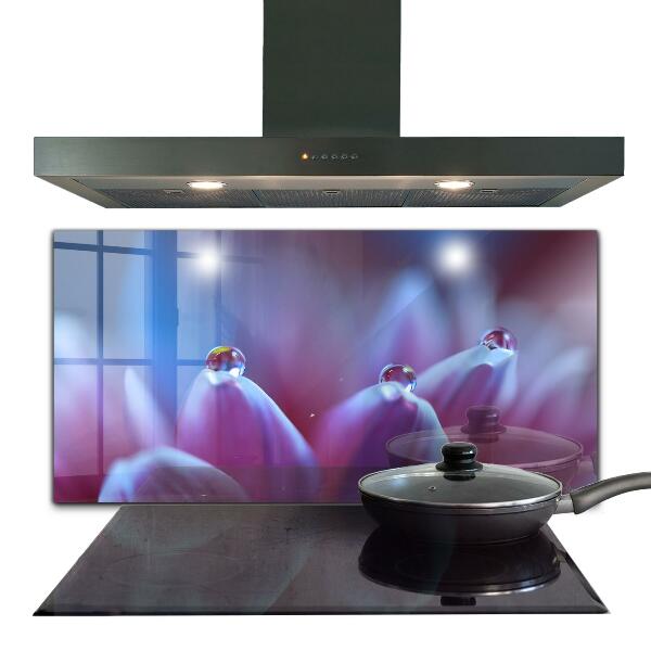 Kitchen splashback Dew drops purple flower