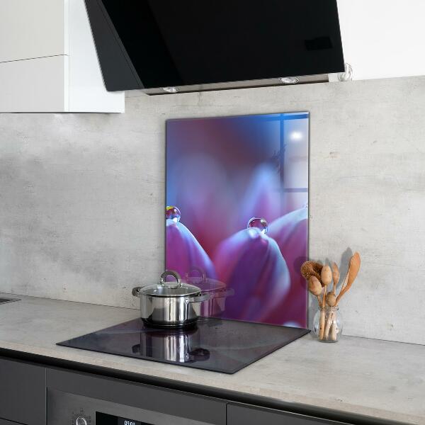 Kitchen splashback Dew drops purple flower