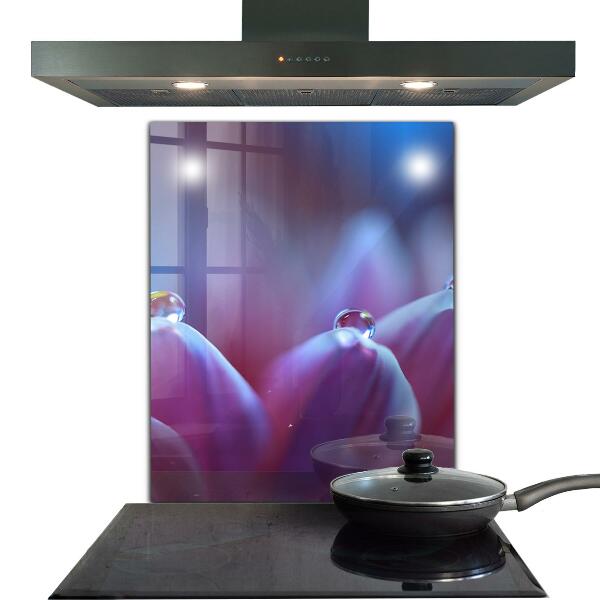 Kitchen splashback Dew drops purple flower