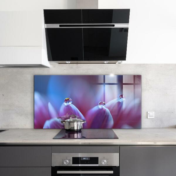 Kitchen splashback Dew drops purple flower