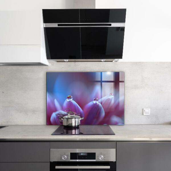 Kitchen splashback Dew drops purple flower