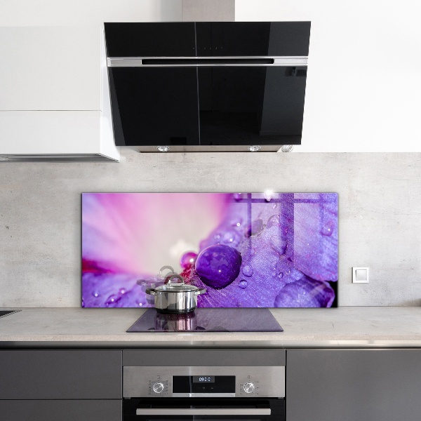Kitchen splashback Purple flower with morning dew