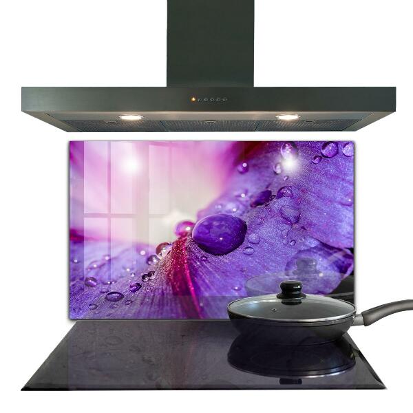 Kitchen splashback Purple flower with morning dew