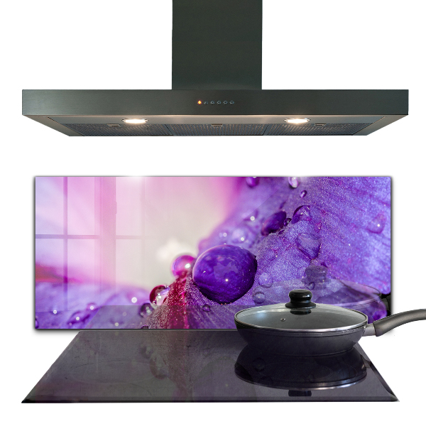 Kitchen splashback Purple flower with morning dew
