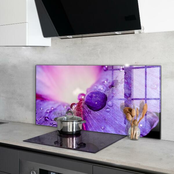 Kitchen splashback Purple flower with morning dew