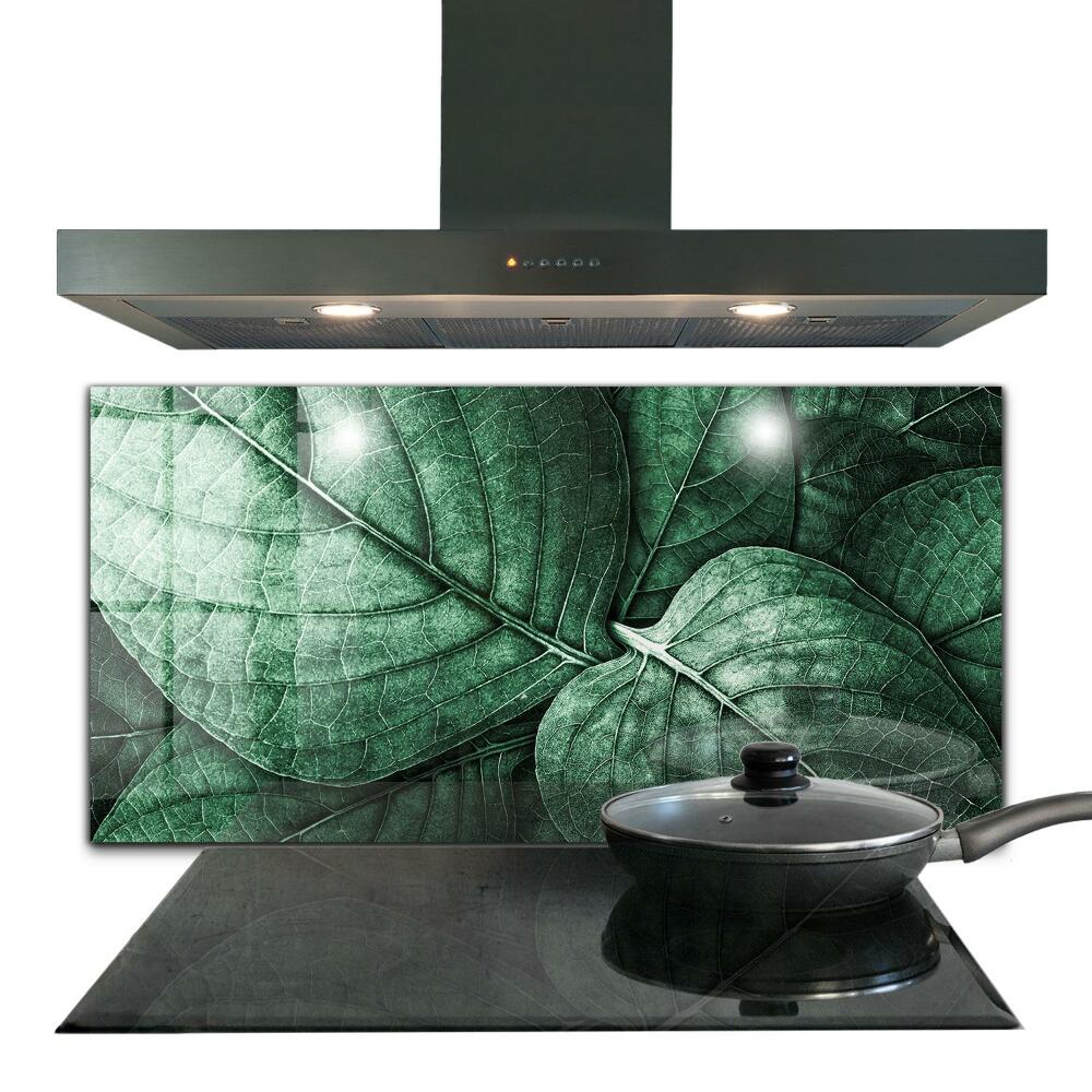 Kitchen splashback Green leaf details