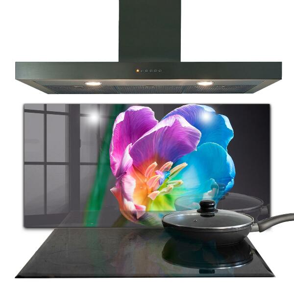 Kitchen splashback Colorful rainbow flower