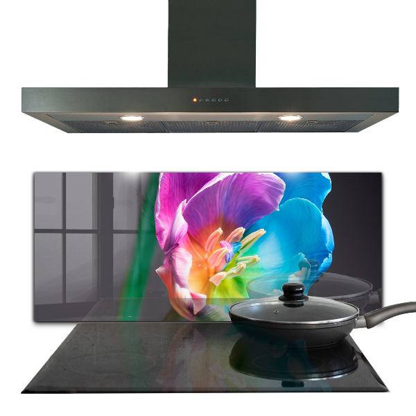 Kitchen splashback Colorful rainbow flower