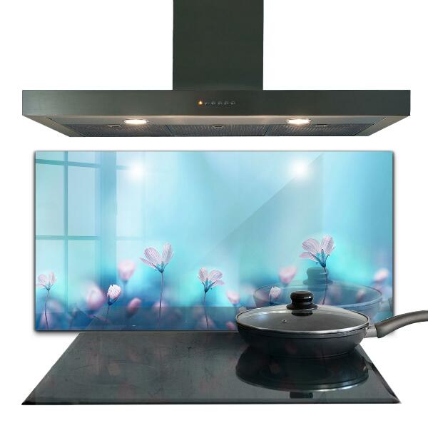 Kitchen splashback Flowers behind the morning fog