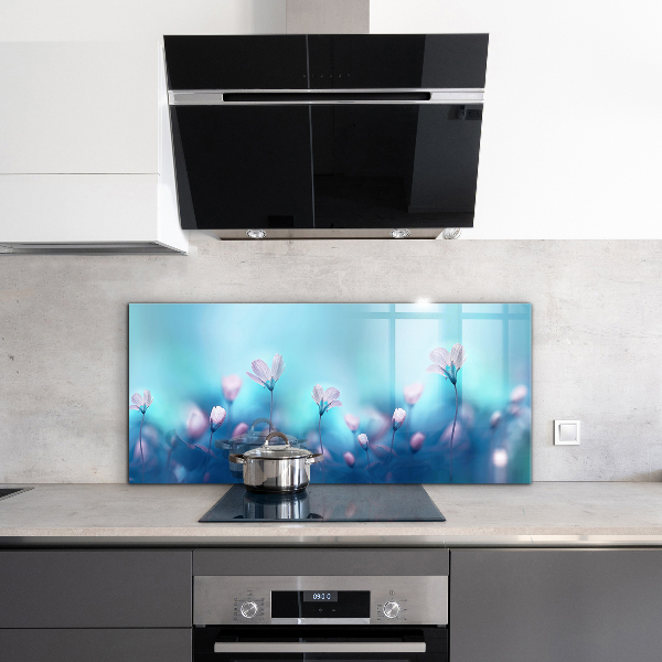 Kitchen splashback Flowers behind the morning fog