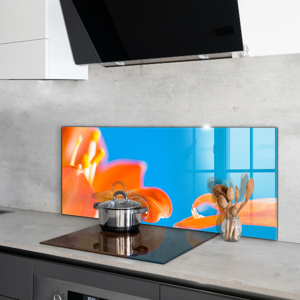 Kitchen splashback Orange flower