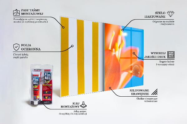 Kitchen splashback Orange flower