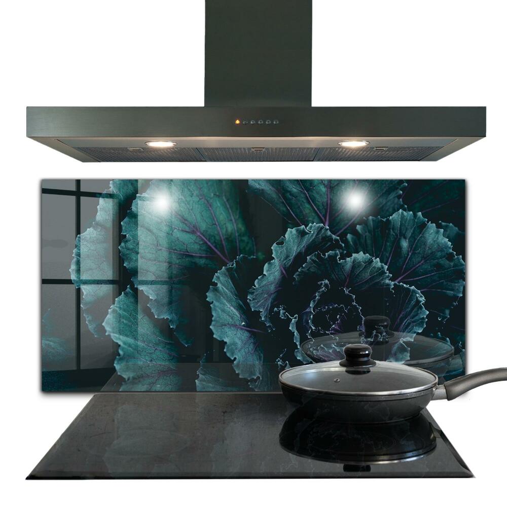 Kitchen splashback Cabbage leaves dark green