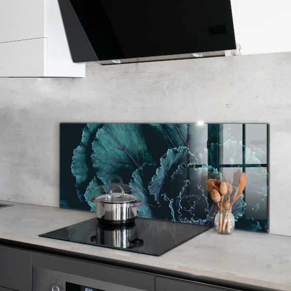 Kitchen splashback Cabbage leaves dark green