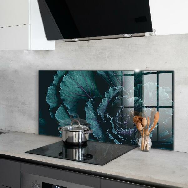 Kitchen splashback Cabbage leaves dark green