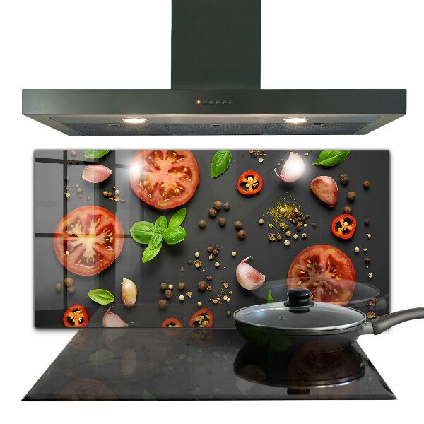 Kitchen splashback Italian cuisine basil tomatoes