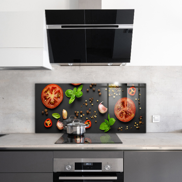 Kitchen splashback Italian cuisine basil tomatoes