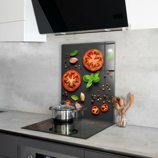 Kitchen splashback Italian cuisine basil tomatoes