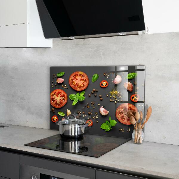Kitchen splashback Italian cuisine basil tomatoes