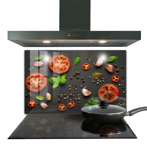 Kitchen splashback Italian cuisine basil tomatoes