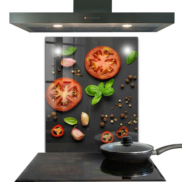 Kitchen splashback Italian cuisine basil tomatoes