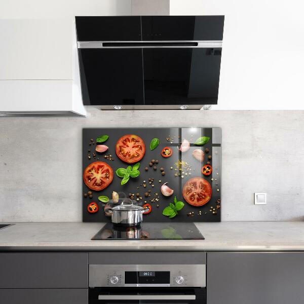 Kitchen splashback Italian cuisine basil tomatoes
