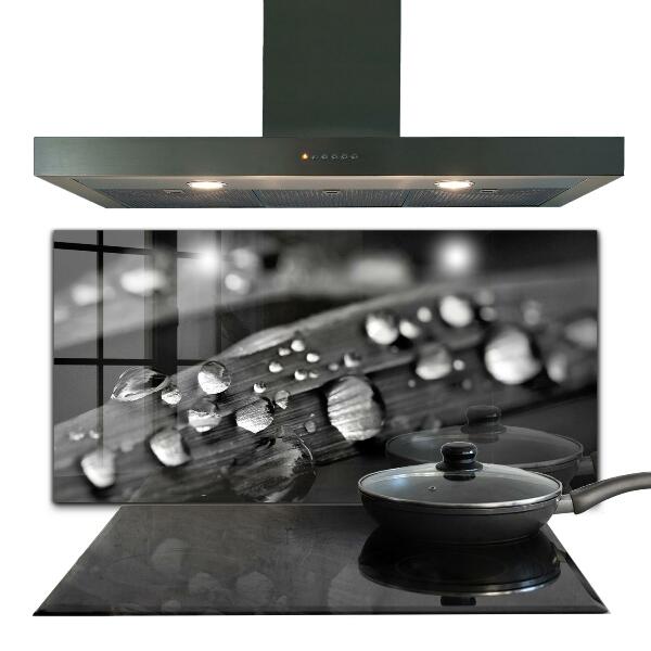 Kitchen splashback Leaf rosa black and white