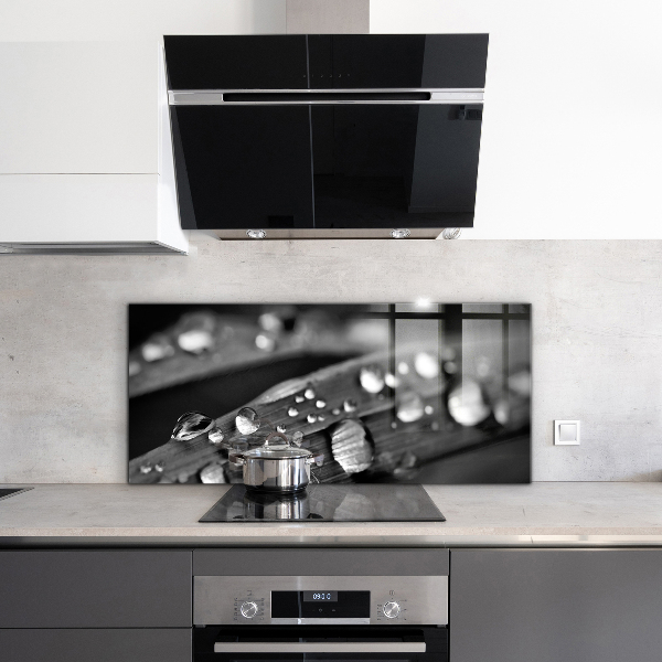 Kitchen splashback Leaf rosa black and white