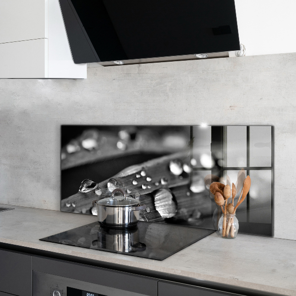 Kitchen splashback Leaf rosa black and white