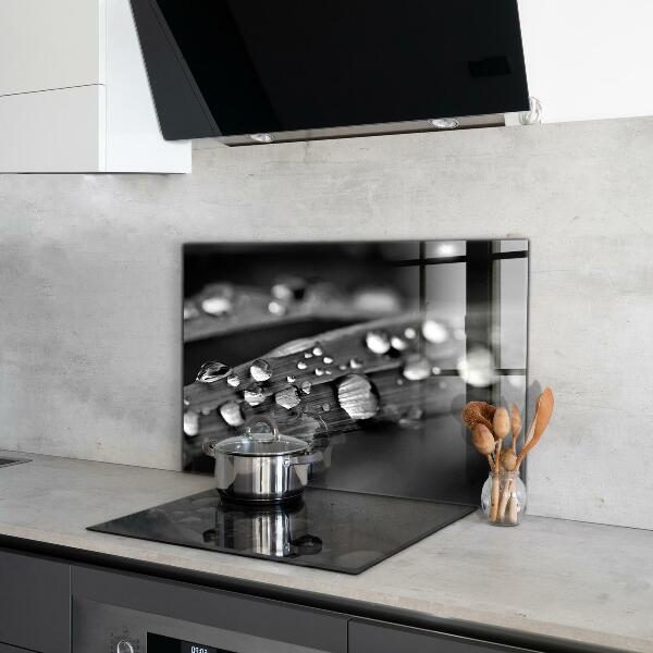 Kitchen splashback Leaf rosa black and white